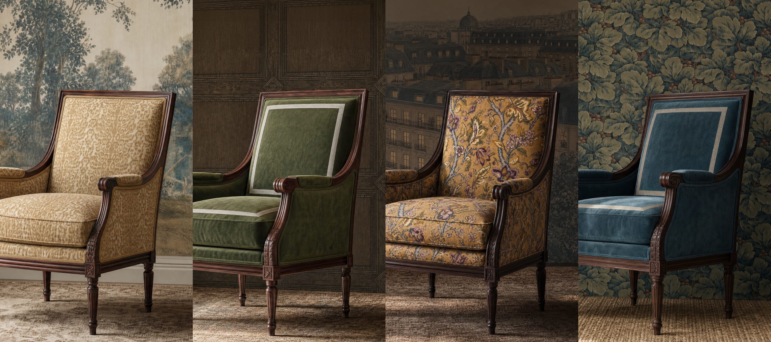 Four interpretations of the Juliette Bergere chair